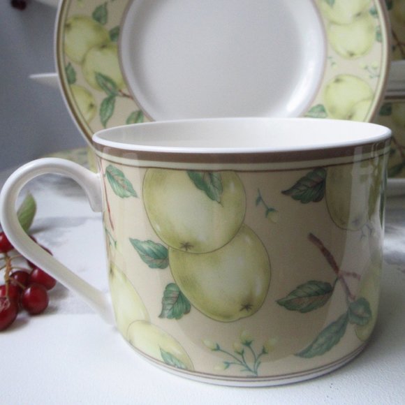 Fine Porcelain Set 8 mugs & 8 Saucers Apple Orchard by Stokes Casual MagnaStrong - Picture 9 of 16